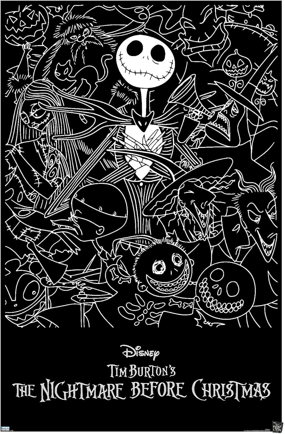 The Nightmare Before Christmas Tim Burton Black & White Poster-Helix Sounds