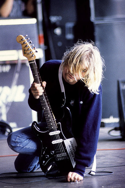 Nirvana - Kurt Cobain On Knee Poster - Nirvana | Helix Sounds