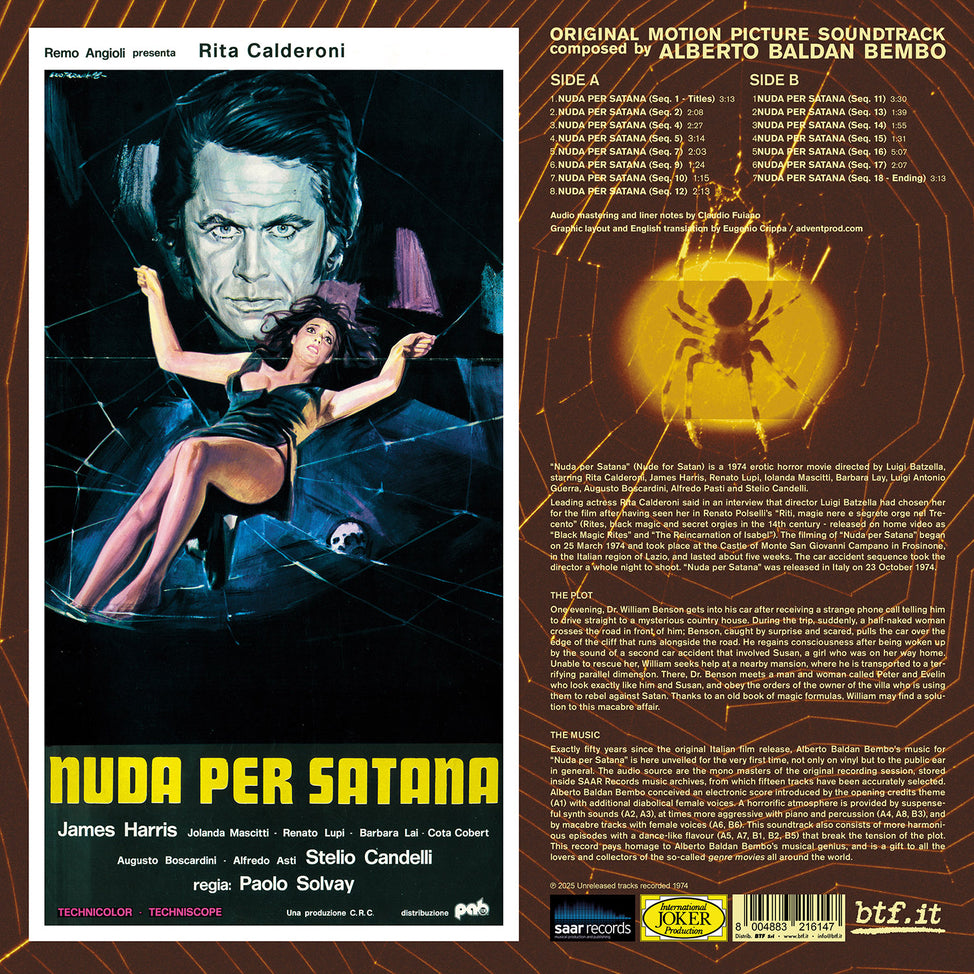 Nuda per Satana (Original Motion Picture Soundtrack) (2025 RSD Unofficial Release)-Alberto Baldan Bembo Vinyl-Helix Sounds