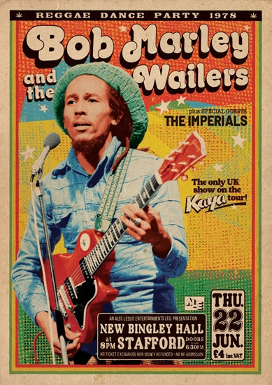 Bob Marley - Bingley Hall Concert Reggae Dance Party 1978 Promo Poster-Helix Sounds