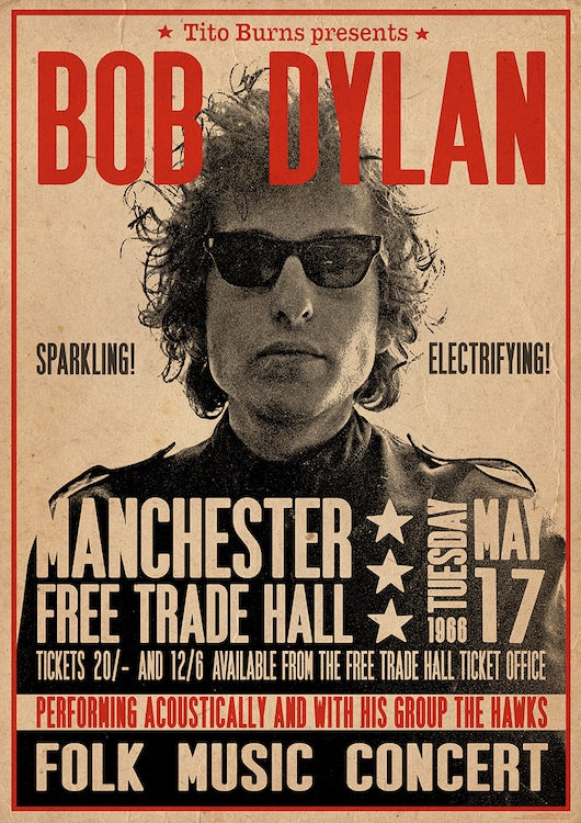 Bob Dylan Manchester Free Trade Hall Concert Promo Poster-Helix Sounds
