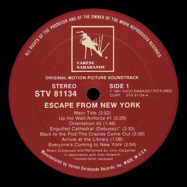 STV 81134 - John Carpenter - Escape From New York (1981) (Original Motion Picture Soundtrack)