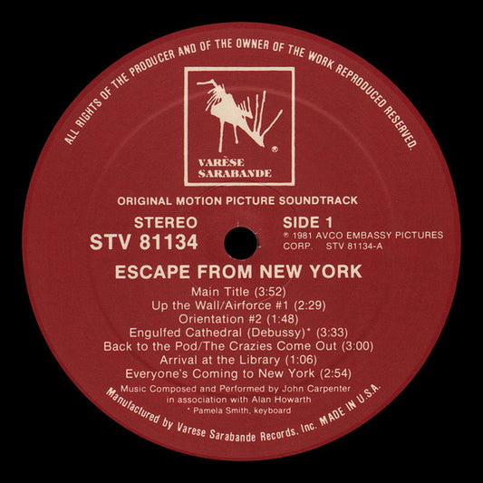 STV 81134 - John Carpenter - Escape From New York (1981) (Original Motion Picture Soundtrack)