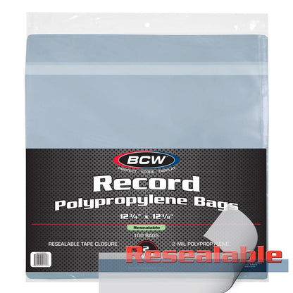 BCW-1-BAG-33RPM-R - BCW - Resealable 12-Inch Record Bags