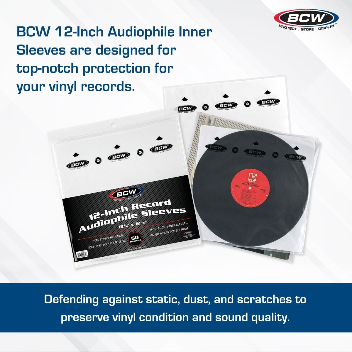 12-Inch Record Audiophile Inner Sleeves (Pack of 50)