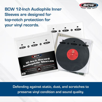 12-Inch Record Audiophile Inner Sleeves (Pack of 50)
