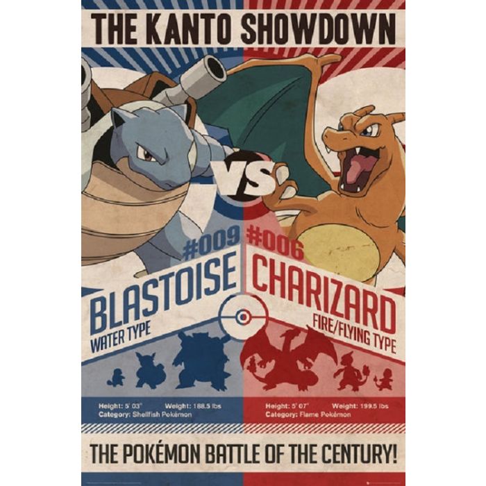 Pokemon - Red Charizard vs Blue Blastoise [Poster]-Helix Sounds
