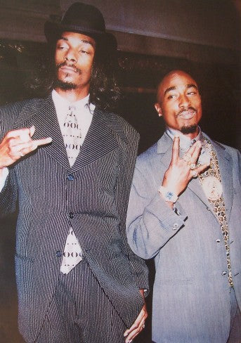 Tupac and Snoop in suits giving hang 10 sign Poster-Helix Sounds