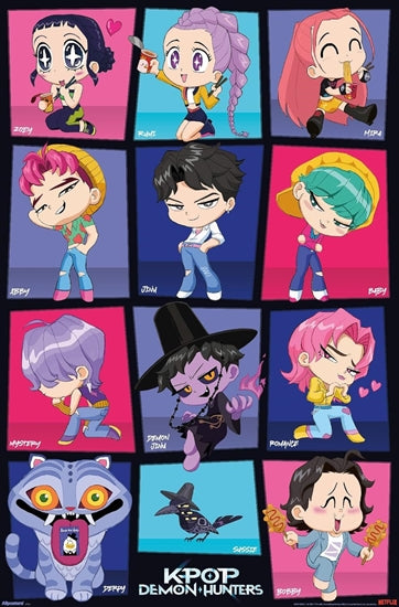KPop Demon Hunters - Chibi Grid Wall [Poster]-Helix Sounds