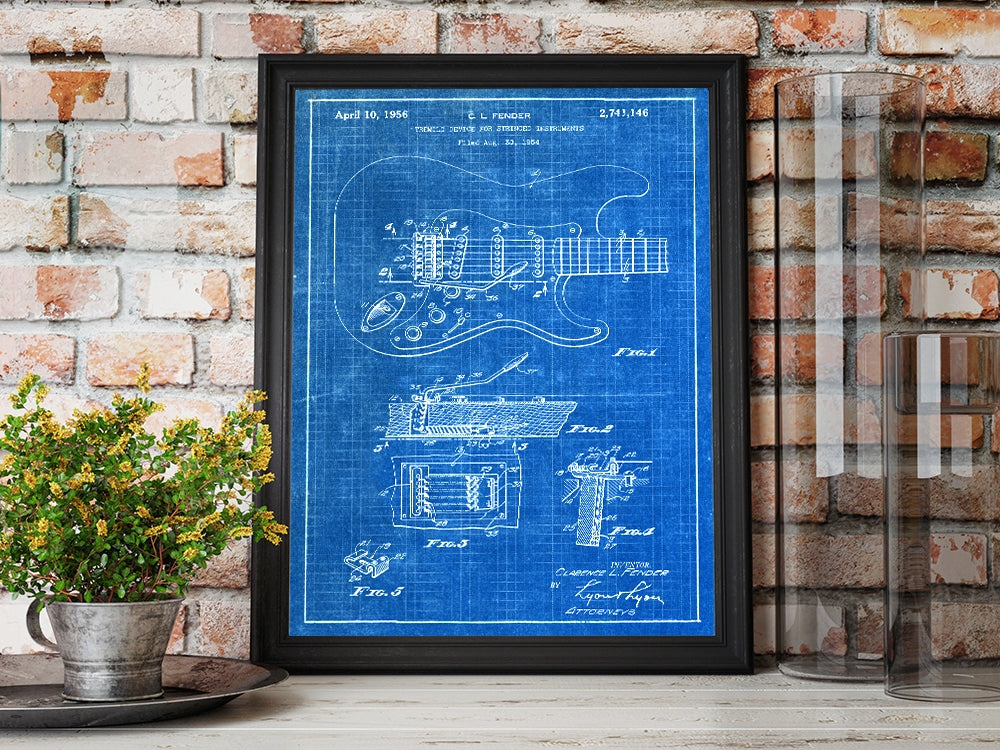 Fender Guitar 1956 Patent Art Print - Fresh Prints of CT | Helix Sounds