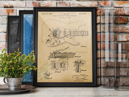 Fender Guitar 1956 Patent Art Print - Fresh Prints of CT | Helix Sounds