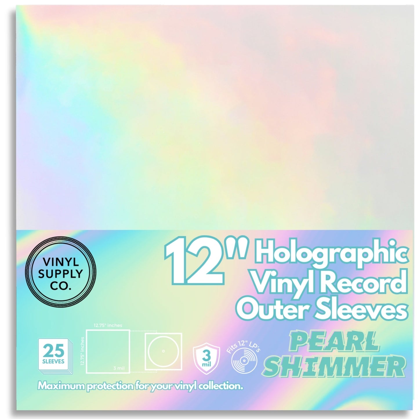 12" Holographic Outer Sleeves - Pearl Shimmer (Pack of 25)