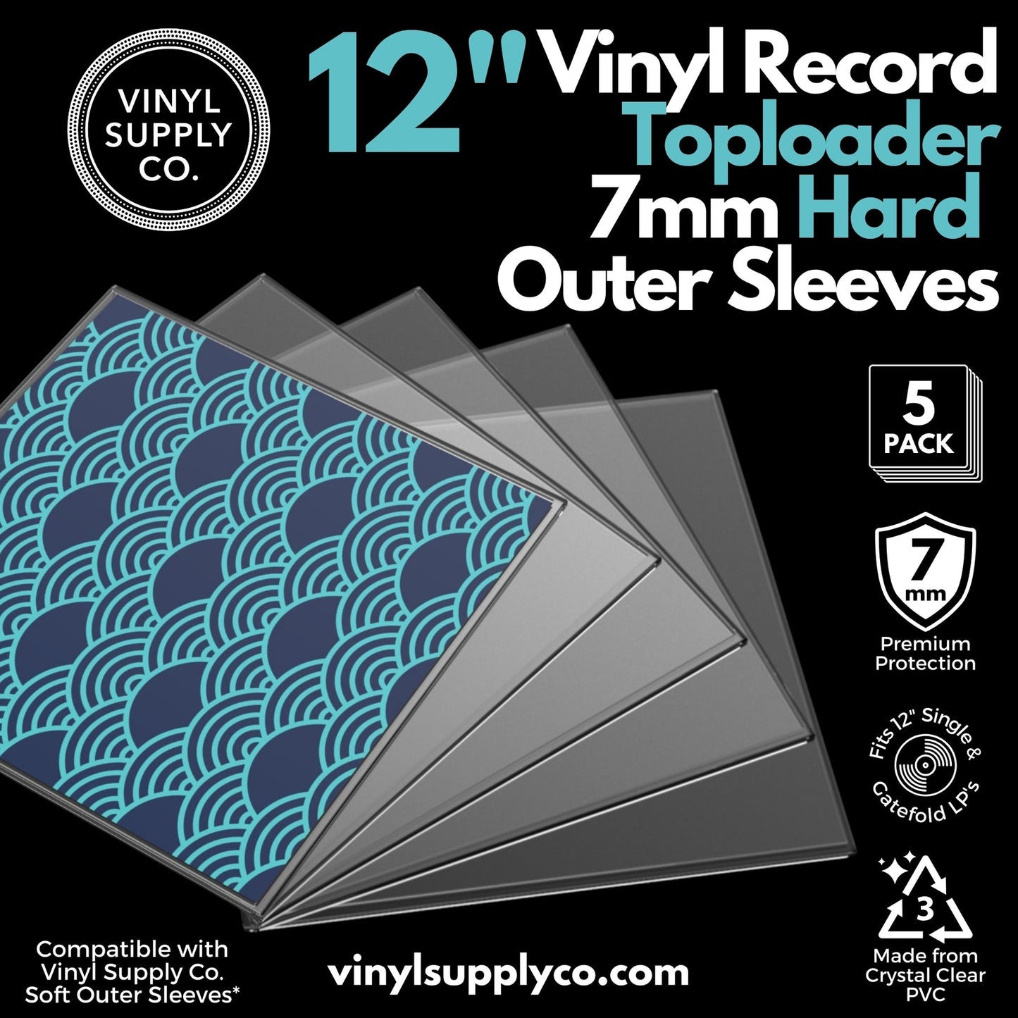 12" Vinyl Record Toploader Hard Outer Sleeves (7 mm) [5 Pack]