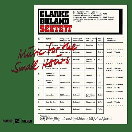 Music For The Small Hours -Clarke-Boland Sextett Vinyl-Helix Sounds