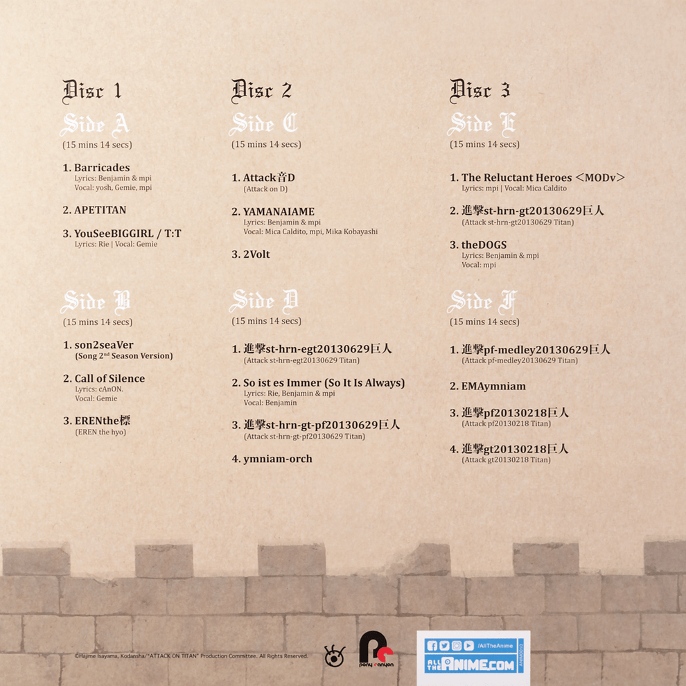 Attack on Titan Season 2 Original Soundtrack Vinyl-Helix Sounds